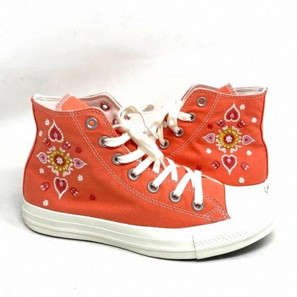 Converse Ctas High Top Shoes For Women Orange A02203F Canvas Casual Sneakers - Picture 7 of 11